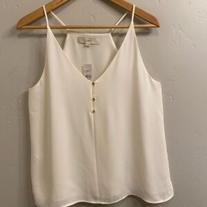 LOFT Women's ivory spaghetti strap Racerback lined tank Top